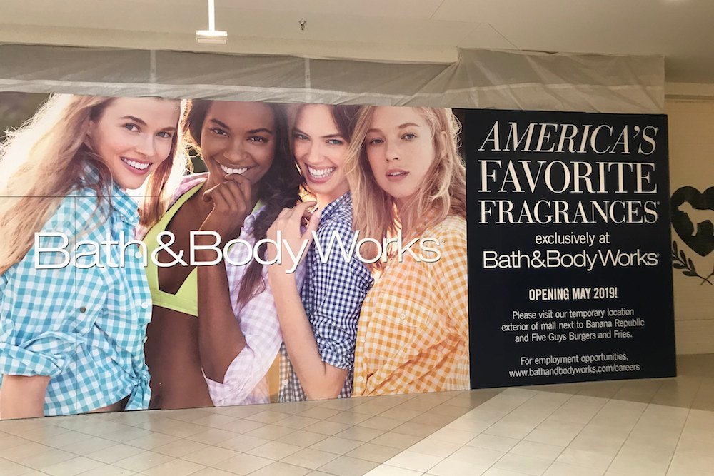 Bath & Body Works is currently closed off with plans to reopen in May.